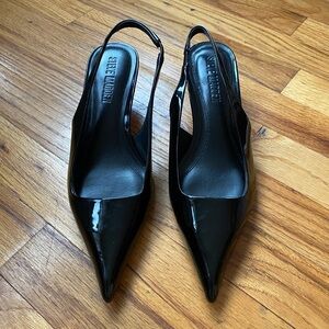 Steve Madden Glossy Black Patent Leather Slingback Heels Size 7M